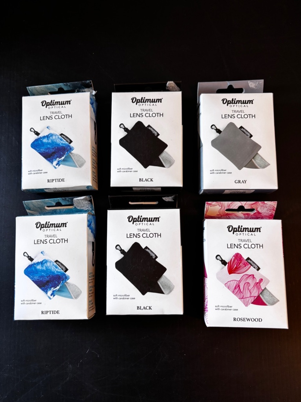 Optimum Optical Travel Lens Cloths - Multi Color (Black, Gray, Blue, Pink)
